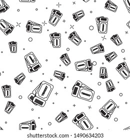 Black line Ticket icon isolated seamless pattern on white background.  Vector Illustration