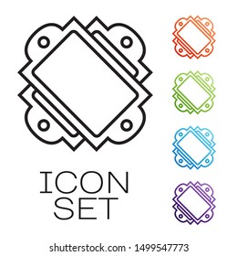Black line Ticket icon isolated on white background. Amusement park. Set icons colorful. Vector Illustration