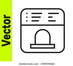 Black line Ticket office to buy tickets for train or plane icon isolated on white background. Buying tickets. Ticket service.  Vector