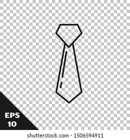 Black line Tie icon isolated on transparent background. Necktie and neckcloth symbol.  Vector Illustration