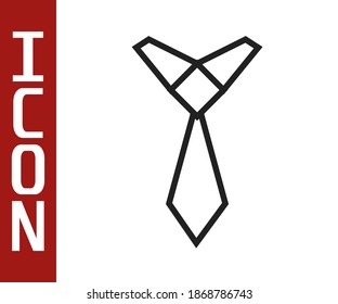 Schwarze Linie Tie Symbol einzeln auf weißem Hintergrund. Necktie- und Halsbekleidungssymbol.  Vektorgrafik