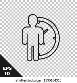 Black line Time Management icon isolated on transparent background. Clock and gear sign. Productivity symbol.  Vector Illustration
