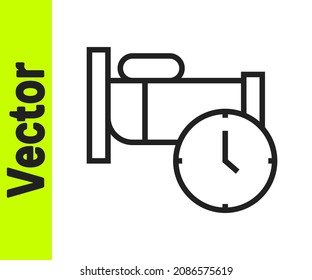 Black line Time to sleep icon isolated on white background. Sleepy zzz. Healthy lifestyle.  Vector
