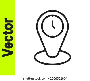 Black line Time zone clocks icon isolated on white background.  Vector