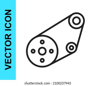 Black line Timing belt kit icon isolated on white background.  Vector