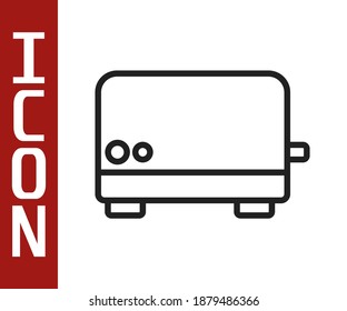 Black line Toaster icon isolated on white background.  Vector