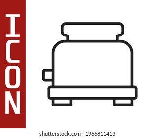 Icono de la tostadora de línea negra aislado en fondo blanco.  Vector