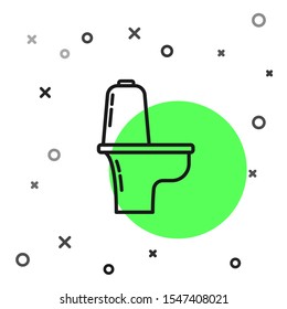 Black line Toilet bowl icon isolated on white background.  Vector Illustration