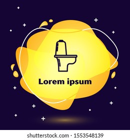 Black line Toilet bowl icon isolated on dark blue background. Abstract banner with liquid shapes. Vector Illustration