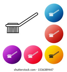 Black line Toilet brush icon isolated on white background. Set icons colorful circle buttons. Vector Illustration