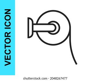 Black line Toilet paper roll icon isolated on white background.  Vector