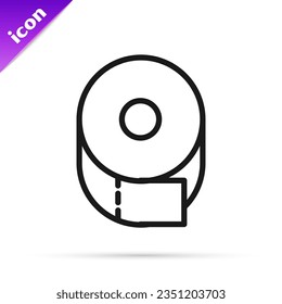 Black line Toilet paper roll icon isolated on white background.  Vector Illustration