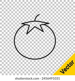 Black line Tomato icon isolated on transparent background.  Vector