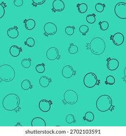 Black line Tomato icon isolated seamless pattern on green background.  Vector