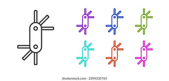 Black line Tool allen keys icon isolated on white background. Set icons colorful. Vector