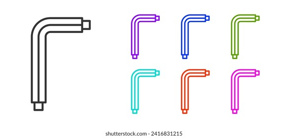 Black line Tool allen keys icon isolated on white background. Set icons colorful. Vector