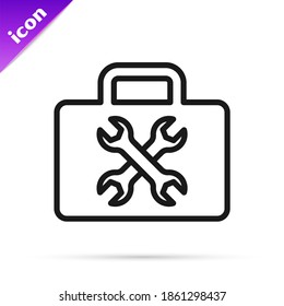 Icono del Cuadro de herramientas de línea negra aislado en fondo blanco. Signo del cuadro de herramientas.  Vector