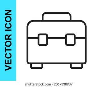 Black line Toolbox icon isolated on white background. Tool box sign.  Vector