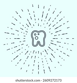 Black line Tooth with caries icon isolated on grey background. Tooth decay. Abstract circle random dots. Vector