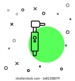 Icono de taladro dental de línea negra aislado en fondo blanco. Pieza dental para herramientas de perforación y molienda. Ilustración vectorial