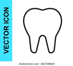 Black line Tooth icon isolated on white background. Tooth symbol for dentistry clinic or dentist medical center and toothpaste package.  Vector