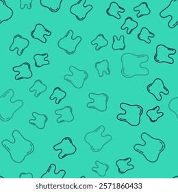 Black line Tooth icon isolated seamless pattern on green background. Tooth symbol for dentistry clinic or dentist medical center and toothpaste package.  Vector