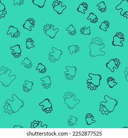 Black line Tooth treatment procedure icon isolated seamless pattern on green background. Tooth repair with gear.  Vector