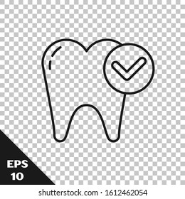 Black line Tooth whitening concept icon isolated on transparent background. Tooth symbol for dentistry clinic or dentist medical center.  Vector Illustration