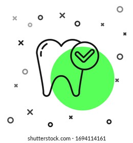 Black line Tooth whitening concept icon isolated on white background. Tooth symbol for dentistry clinic or dentist medical center.  Vector Illustration