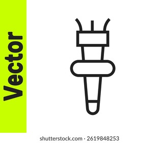 Black line Torch flame icon isolated on white background. Symbol fire hot, flame power, flaming and heat.  Vector