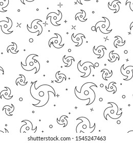 Black line Tornado icon isolated seamless pattern on white background. Cyclone, whirlwind, storm funnel, hurricane wind or twister weather icon.  Vector Illustration