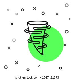 Black line Tornado icon isolated on white background.  Vector Illustration