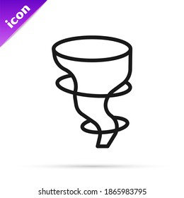 Icono de la línea negra de Tornado aislado en fondo blanco.  Vector