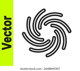 Black line Tornado icon isolated on white background. Cyclone, whirlwind, storm funnel, hurricane wind or twister weather icon.  Vector