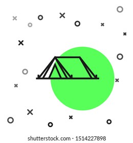 Black line Tourist tent icon isolated on white background. Camping symbol.  Vector Illustration