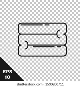 Black line Towel stack icon isolated on transparent background.  Vector Illustration