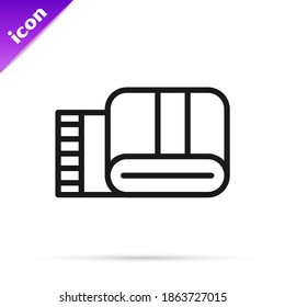 Black line Towel stack icon isolated on white background.  Vector
