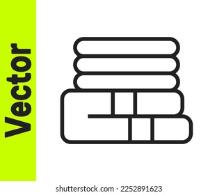 Black line Towel stack icon isolated on white background.  Vector