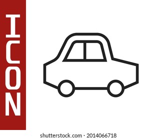 Black line Toy car icon isolated on white background.  Vector