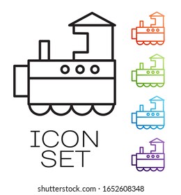 Black line Toy train icon isolated on white background. Set icons colorful. Vector Illustration