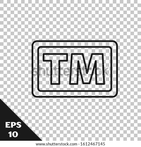 Black line Trademark icon isolated on transparent background. Abbreviation of TM.  Vector Illustration