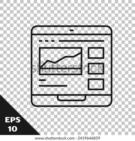 Black line Trading courses icon isolated on transparent background. Distance learning finance management, buying and selling assets in the stock markets.  Vector