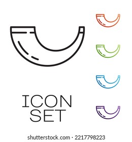 Black line Traditional ram horn, shofar icon isolated on white background. Rosh hashanah, jewish New Year holiday traditional symbol. Set icons colorful. Vector