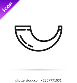 Black line Traditional ram horn, shofar icon isolated on white background. Rosh hashanah, jewish New Year holiday traditional symbol.  Vector