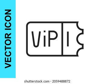 Black line Train ticket icon isolated on white background. Travel by railway.  Vector