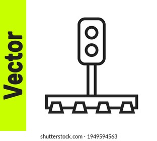 Icono de la luz de tráfico del tren de línea negra aislado en fondo blanco. Luces de tránsito para que el ferrocarril regule el movimiento de trenes.  Vector