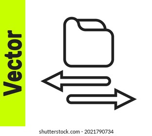 Black line Transfer files icon isolated on white background. Copy files, data exchange, backup, PC migration, file sharing concepts.  Vector