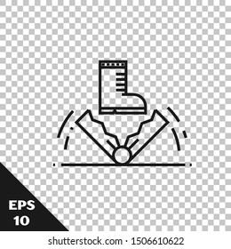 Black line Trap hunting icon isolated on transparent background.  Vector Illustration