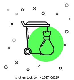 Black line Trash can icon isolated on white background. Garbage bin sign. Recycle basket icon. Office trash icon.  Vector Illustration