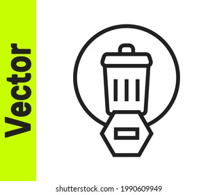 Black line Trash can icon isolated on white background. Garbage bin sign. Recycle basket icon. Office trash icon.  Vector